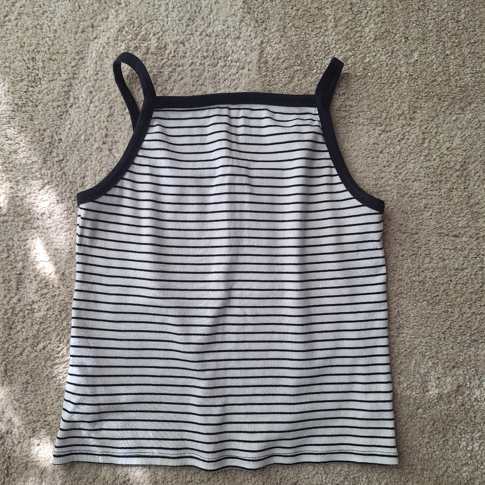 Mango Black and White Striped Camisole